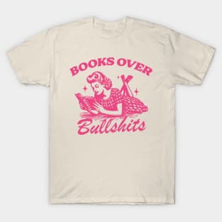 Books Over Bullshirts Graphic T-Shirt, Retro Unisex Adult T Shirt, Vintage 90s Theme T Shirt, Nostalgia T-Shirt